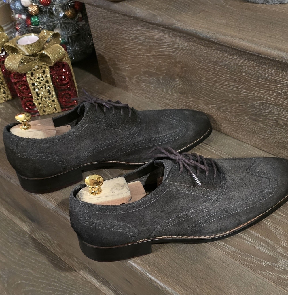 Cole Haan Men's Suede Oxford Shoes - Dark Gray - Picture 5 of 6